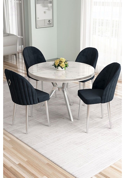 Canisa Mos Serisi 90x90 Lak Panel Beyaz Mermer Desen Mutfak Masası Takımı Ve 4 Antrasit Sandalye Beyaz Mermer Desen Masa Antrasit Sandalye Canisa Mos Serisi 90x90 Lak Panel Beyaz Mermer Desen Mutfak Masası Takımı Ve 4 Antrasit Sandalye Beyaz Mermer Desen Masa Antrasit Sandalye