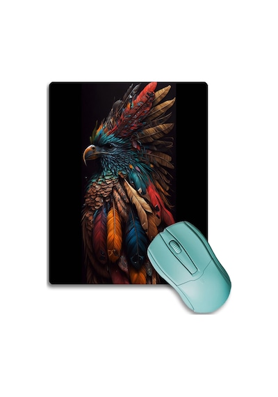 Sonictouch Kızılderili Kartal Temalı Kaydırmaz Gaming Oyuncu Dikişsiz Siyah Yeşil Mouse Pad/ped 17x2