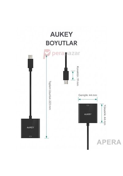 Aukey Cb-v8 Mini Displayport To Displayport 4k Dönüştürücü Adaptör Tek Yönlü Görüntü Aktarıcı