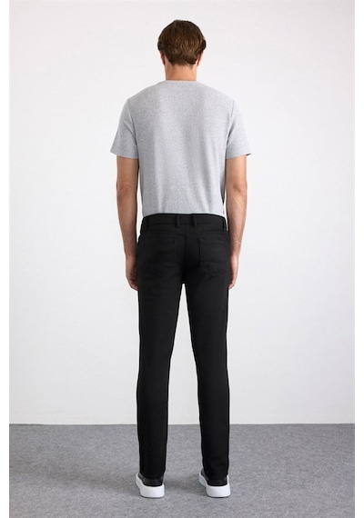 Süvari Siyah Slim Karışık Desen Armürlü Normal Bel Casual Pantolon Pn2020500767-s09