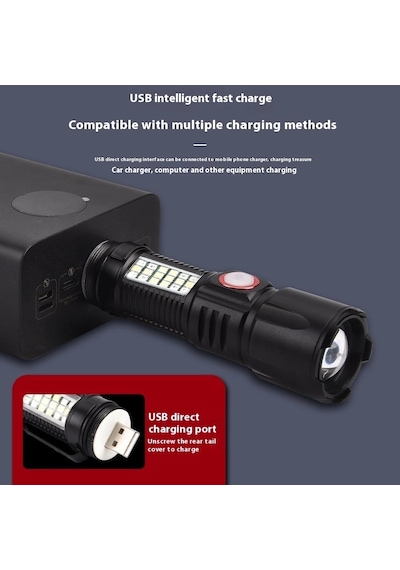 Wison Ws-2828 1000 Lümen Mıknatıslı Usb Şarjlı El Feneri Kırmızı