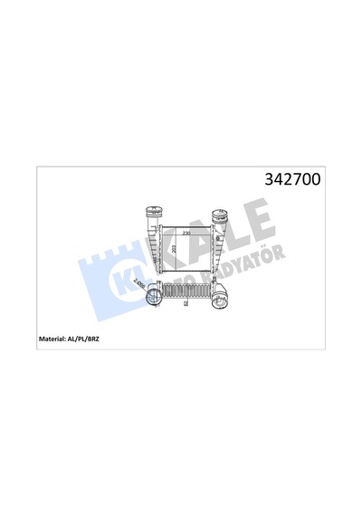 Kale 342700 Turbo Radyatörü Intercooler Passat-superb Al/pl/brz 230x203x62 8d0145805c-3b0145805d-8d0145806 Adet ıdır
