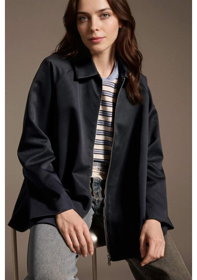 Defacto Loose Fıt Gabardin Trençkot H2391ax26spnv253 Lacivert-nv253