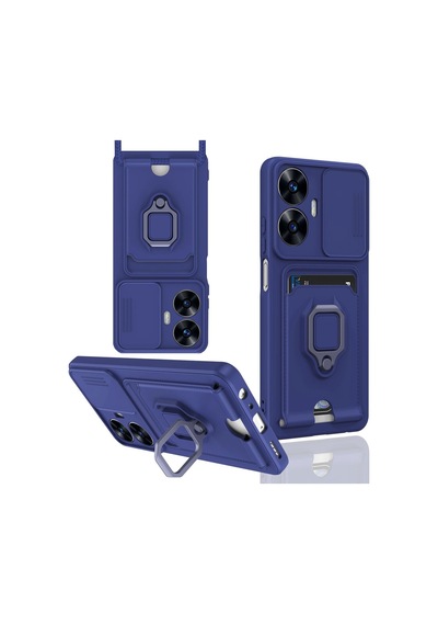 Realme C55 Kılıf Zuma Kamera Sürgülü Kartvizitli İpli Silikon Kılıf