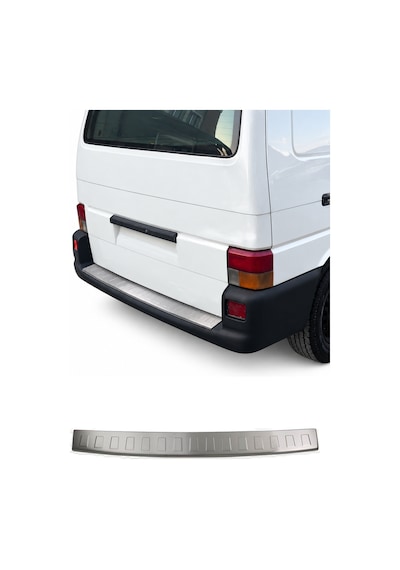 Vw T4 Transporter 1990-2003 Uyumlu Krom Arka Tampon Eşiği Paslanmaz Çelik Taşlı Mat