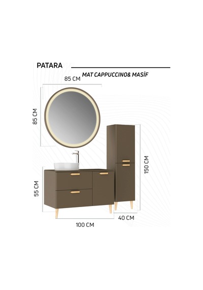 Creavit Patara Lavabo Dolabı 100cm Mat Cappuccino Capuccino Creavit Patara Lavabo Dolabı 100cm Mat Cappuccino Capuccino