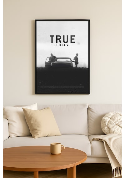 True Detective Siyah Ahşap Çerçeveli Poster, Dizi Duvar Tablosu