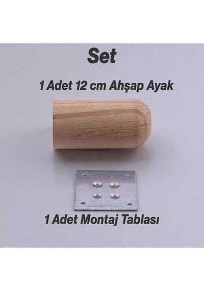 Bohem Doğal Ahşap Silindir Ayak 12 Cm Aparat Dahil Mobilya Koltuk Kanepe Sehpa Masa Ayağı Ayakları 6395751