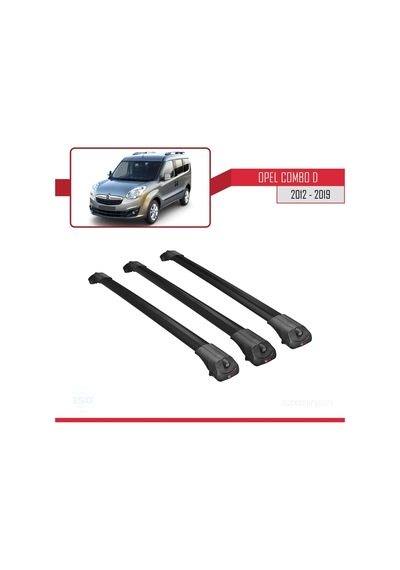 Opel Combo D 2012-2018 Arası İle Uyumlu Ace-1 Ara Atkı Tavan Barı Siyah 3 Adet Bar