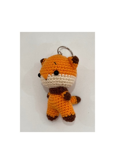 Amigurumi Tilki Anahtarlık - El Yapımı Örgü Figür 9cm Turuncu Turuncu