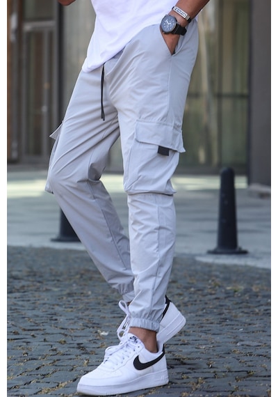 Madmext Boyalı Gri Kargo Cep Erkek Jogger Pantolon 5461 Boyalı Gri