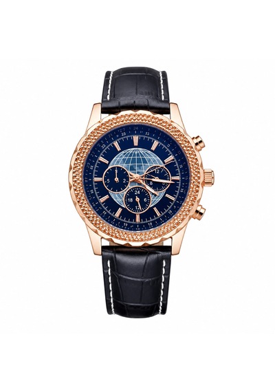 Atakaya Premium Erkek Kol Saati Rose Gold Kasa Lacivert Kadran Siyah Gümüş