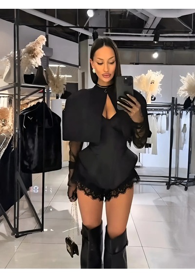 Havens Anja Korse Bolero Şort Set Siyah