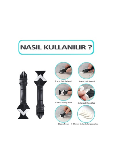 Derz Temizleyici Bıçak Silikon Sökücü Alet Havuz İnşaat Banyo Kordor Fayans Temizlik Ürünleri Siyah