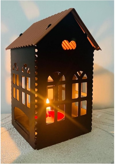Fener Mumluk Ev Model Lüx, Metal, Siyah, 12 Cm Yükseklik Diğer
