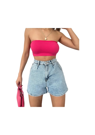 Denim Şort Cepli Çok renkli