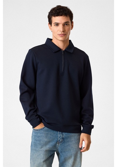 Backandbond Lacivert Fermuarlı Bordo Sweatshirt