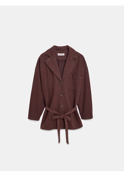 DİLVİN 60808 Uzun Kollu Kemerli Cep Detaylı Oversize Ceket-kahve