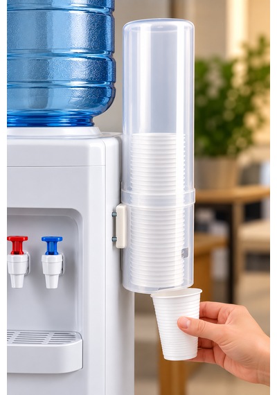 Şeffaf Sebil Bardaklığı 34 Cm 8,5 Cm Çap, Vidalı Montaj Aparatlı, Bpa İçermez