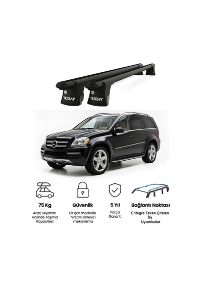 Trio-ı Mercedes-benz Gl 2006-2012 Uyumlu Siyah Kilitli Ara Atkı 120cm Port Bagaj Tavan Barı