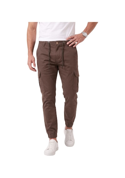 Deepsea Erkek Slim Fit Likralı Kahve Kargo Jogger Pantolon İpli Bel Lastikli Paça 1601569