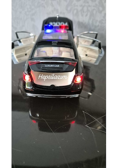 Metal Oyuncak Polis Araba Mercedes Maybach Model Araç Sesli Işıklı Çekbırak Diecast 23cm Diğer