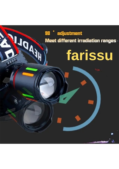 30w Ultra Güçlü Led Kafa Lambası 4 Adet Pilli - Yedek Bataryalı Set - 3000 Lümen 1000m Menzil Siyah