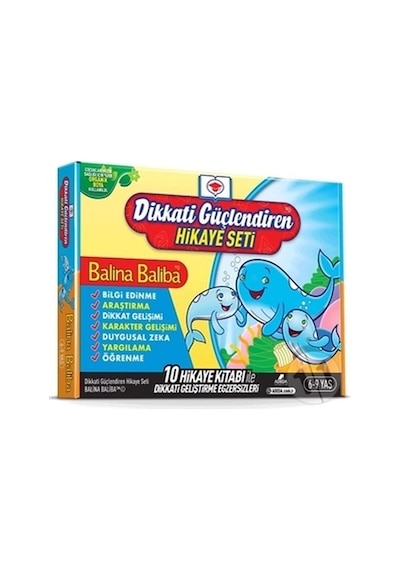 Dikkati Güçlendiren Hikaye Seti-Balina Baliba Kutulu Set- 6-9 Yaş - 10 Kitap Takım - Osman Abalı - Adeda
