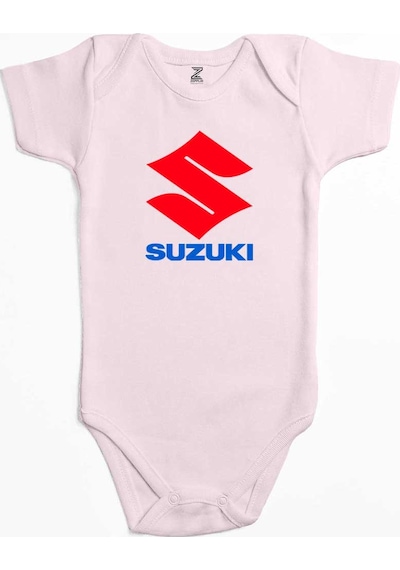 Zepplin Giyim Suzuki Logo Text Ekru Bebek Body Zıbın