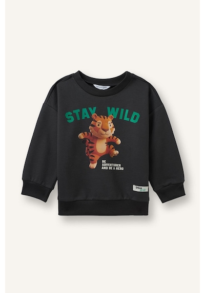 Defacto %100 Pamuk Oversize Kaplan Baskılı Ve Yazılı Uzun Kollu Sweatshirt Erkek Bebek I3806a526wnar202 Antrasit-ar202