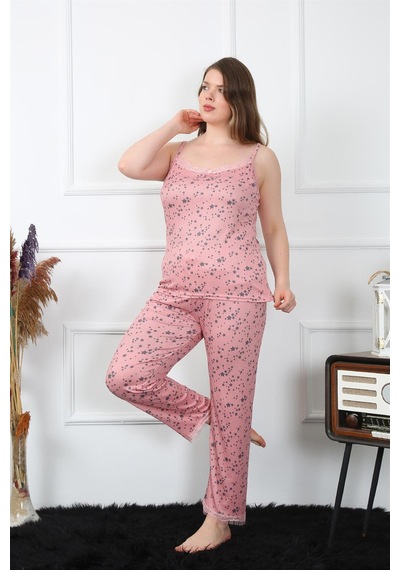 Akbeniz Kadın Büyük Beden Somon İp Askılı Pijama Takım 202198 Somon