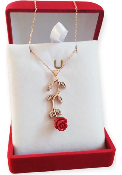 Modahilye 925 Ayar Gümüş Gül Tasarım Rozegold Renk Kolye Rose Gold