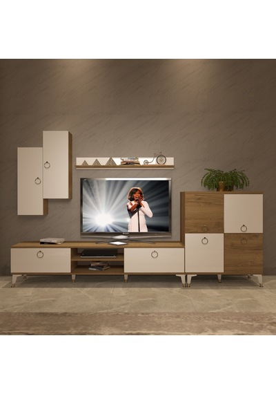 Decoraktiv Eko 6 Mdf Dvd Gold Tv Ünitesi Tv Sehpası Pera - Beyaz