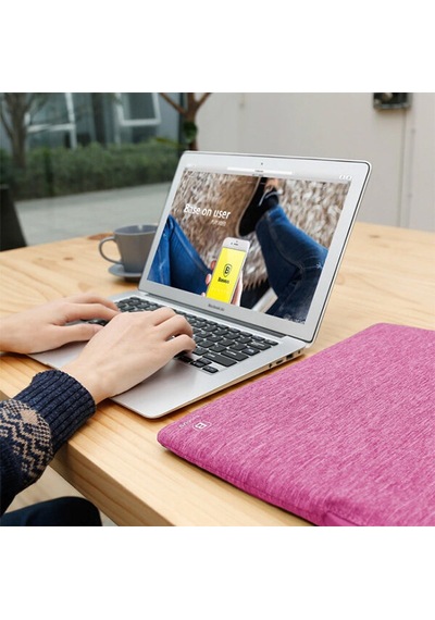 Baseus Apple Uyumlu MacBook Pro 15" Universal Laptop Kılıf Çantası Fuşya