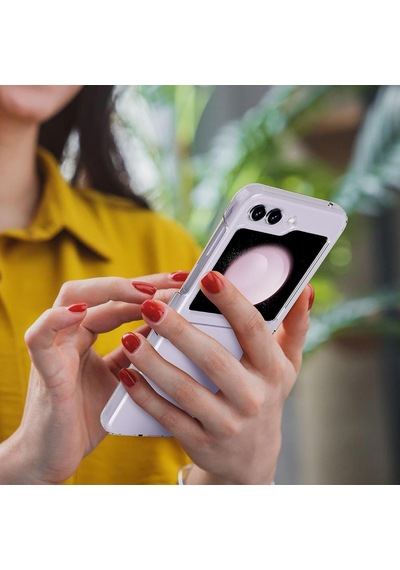 Samsung Galaxy Uyumlu Z Flip5 Sert Kristal Kapak Kılıf - Şeffaf Al3155