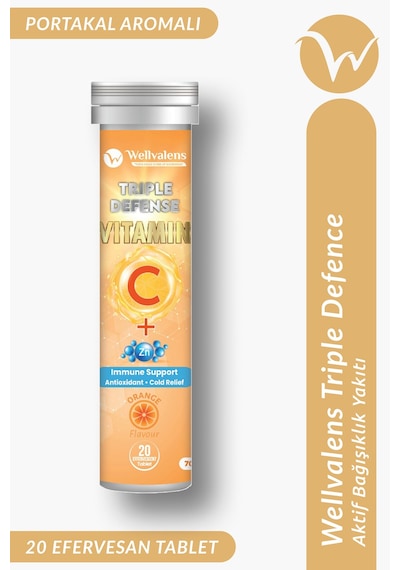 Triple Defense Efervesan Tablet 1000 Mg C Vitamini Çinko D3 Portakal Aromalı 20 Tablet