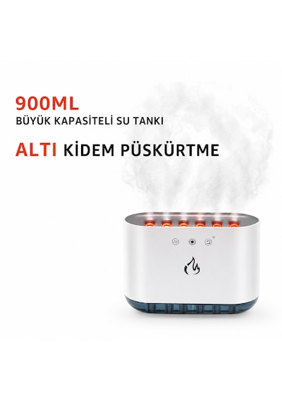 Efektli Hava Nemlendirici Ve Aromaterapi Difüzörü 900 Ml Büyük Kapasite, Rgb Led Işık, 6 Çıkışlı Güçlü Püskürtme