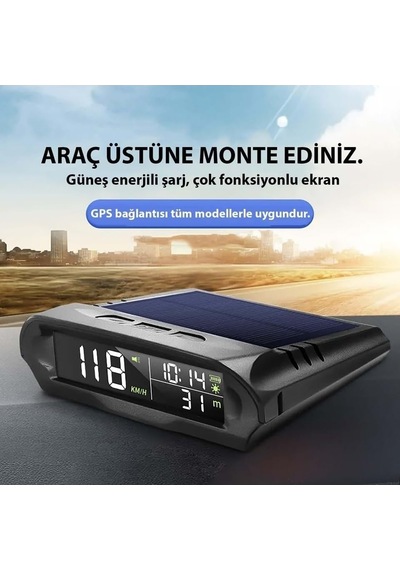 S98 Gps Hud Hız Göstergesi Güneş Enerjili Dijital Head Up Display Araç Ön Cam Yansıtmalı Hız Göstergesi Hız A