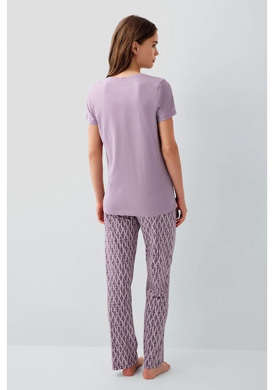 Pierre Cardin 9182 Modal Pamuk Cepli Kısa Kol Kadın Pijama Takımı Lila