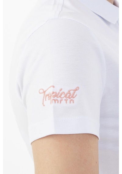 Maraton Sportswear Regular Kadın Polo Yaka Kısa Kol Basic Beyaz T-Shirt 19020-Beyaz