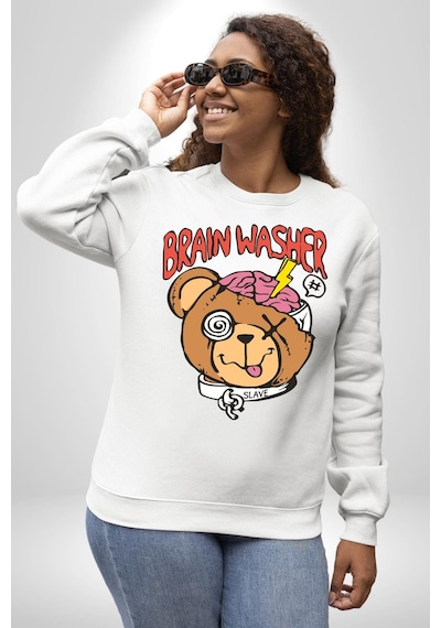 Beyin Yıkama Unisex Beyaz Sweatshirt Beyaz