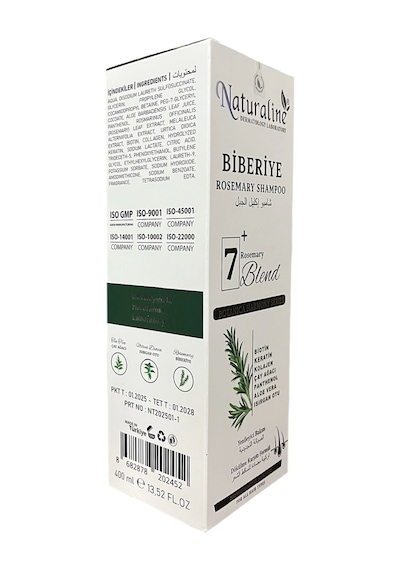 Naturaline Biberiye Şampuanı 400 Ml 2 Adet Roemary Shampoo 7 Doğal Bileşim Tüm Saçlar