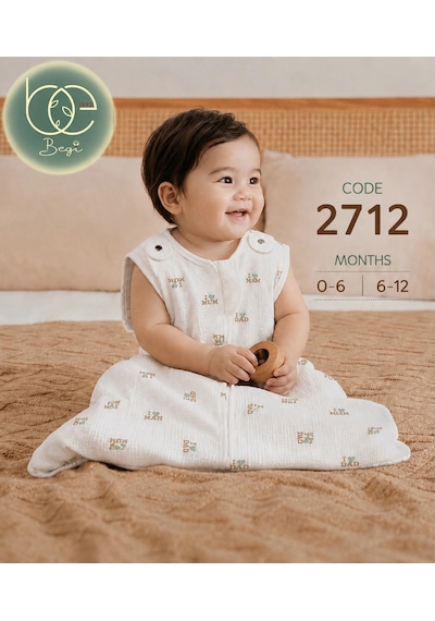 Begi 2.5 Tog Elyaflı Torba Askılı Çıtçıtlı Uyku Tulumu % 100 Pamuk 0-6 Ay