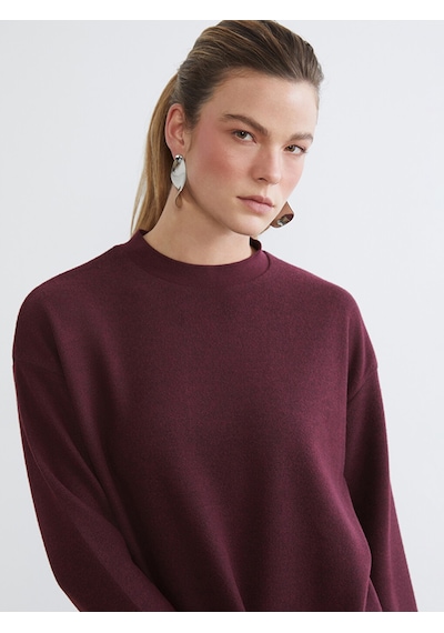 Lcw Everyday Mürdüm Bisiklet Yaka Oversize Kadın Tişört