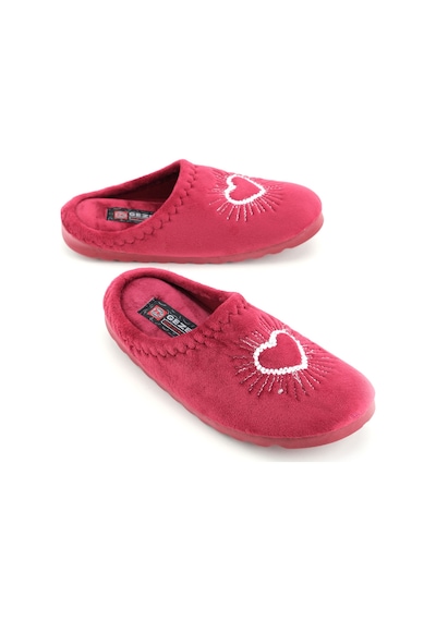 Gezer Kadın Kışlık Nakışlı Kalp Tasarım Rahat Taban Ev Bahçe Gondol Terlik Gt1kzm.15944.00.0ı7.f60 Bordo