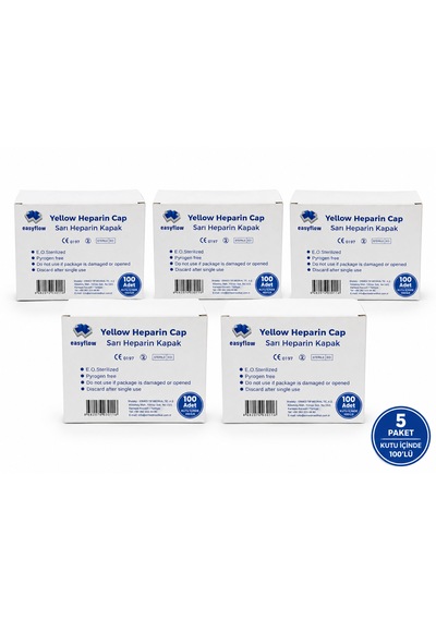 Sarı Heparin Kapağı Steril 100'lü 5 Paket