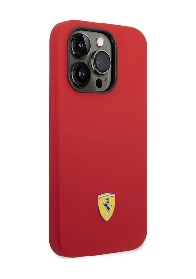 Apple Uyumlu iPhone 14 Pro Max Kılıf Ferrari M-safe Şarj Özellikli Silikon Metal Logo Dizayn Kapak