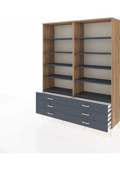 Hyperion Gardrop 10 Raflı 6 Çekmeceli 176x44x221 Çam-antrasit Antrasit Hyperion Gardrop 10 Raflı 6 Çekmeceli 176x44x221 Çam-antrasit Antrasit