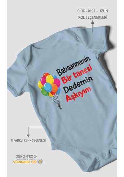 Morivokids Babaanneye Ve Dedeye Özel Kısa Kollu Bebek Body %100 Pamuk Zbn161-kk Bebe Mavisi