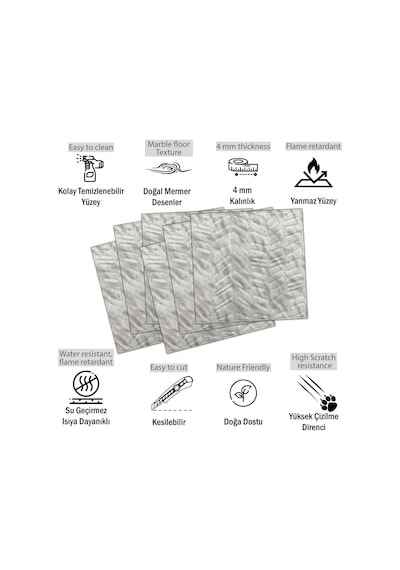 3 Boyutlu Duvar Paneli Kabartmalı Kılçık Desen Pvc 41x41 Cm/ 6 Adet /1 M² Mermer